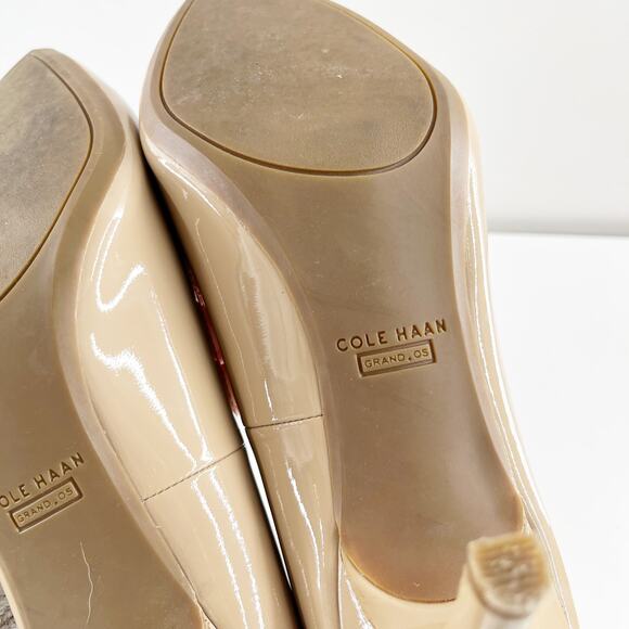 Cole Haan Pointed Toe Patent Leather Pumps Nude 10 - Picture 5 of 9